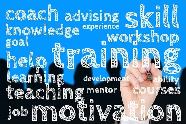 Image of teaching key works to illustrate what kind of teacher are you: training, advising, motivating, mentoring etc