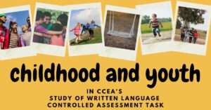 Childhood and youth in CCEA study of written language controlled assessment task with poloroid images of children playing