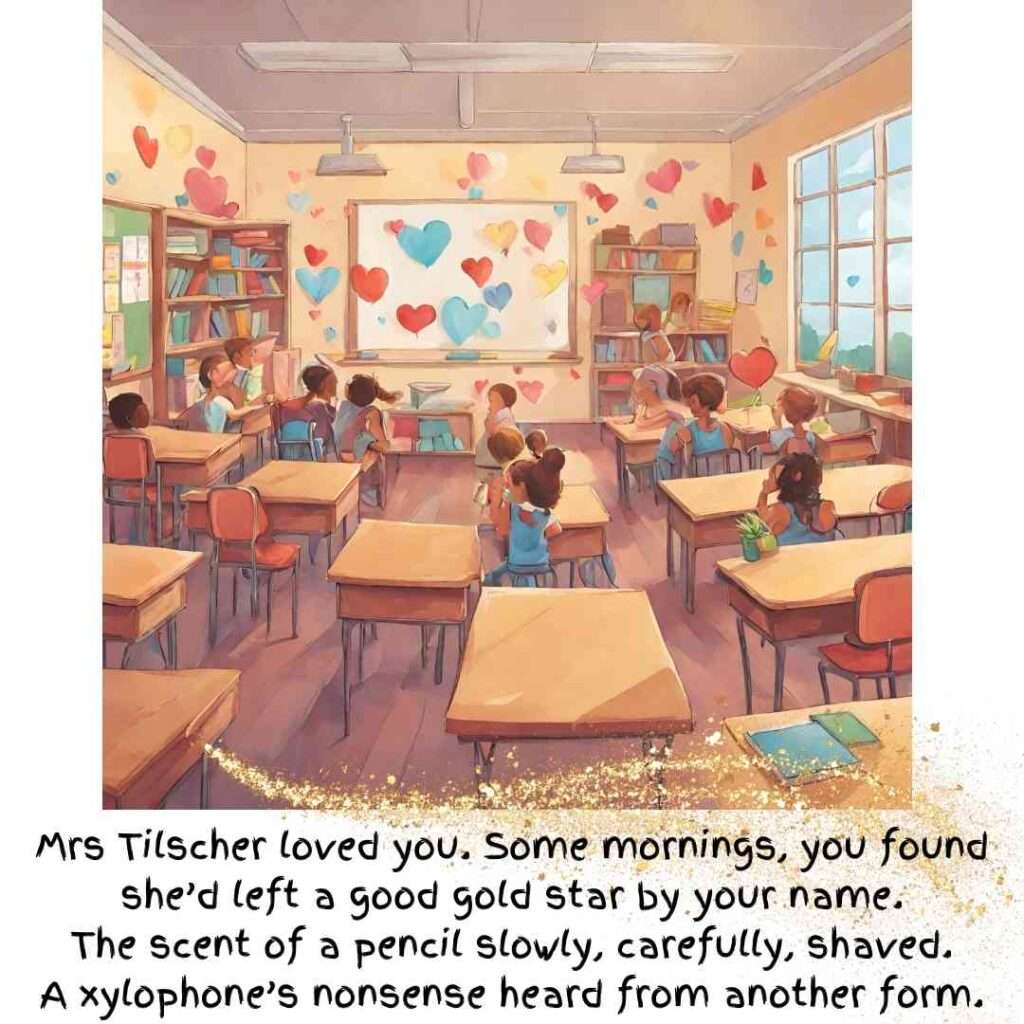 Mrs Tilscher loved you - image of a warm and friendly primary school classroom from In Mrs Tilscher's Class by Carol Ann Duffy