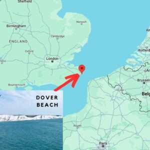 Where is Dover Beach? Map showing Dover on the south coast of England.