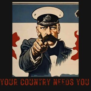 Who's for the Game? Jessie Pope Your country needs you war style poster