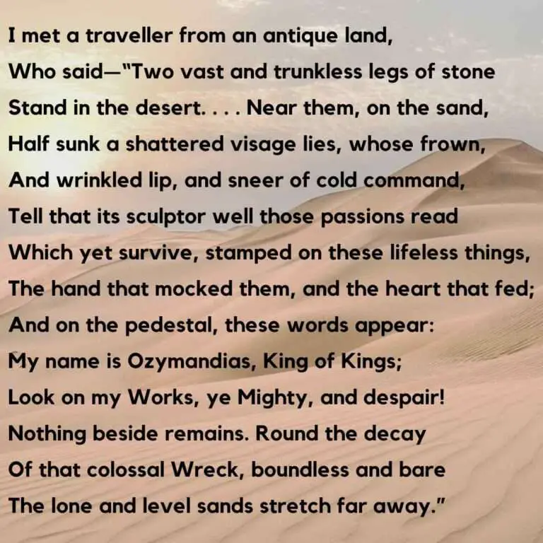 Ozymandias poem by Percy Bysshe Shelley