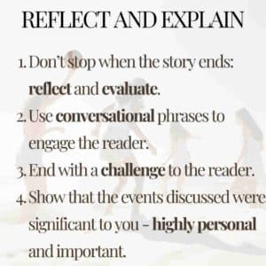 Reflect and evaluate at the end of personal writing