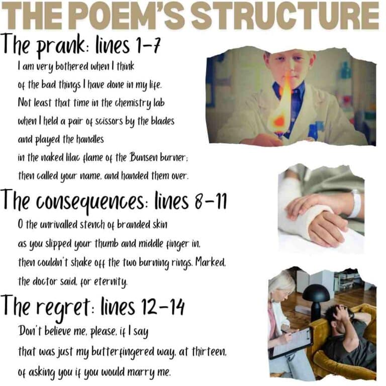 The poem's structure: the prank, the consequences, the regret.